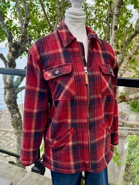 Gap Wool Blend Red Black Plaid Sherpa Lined Jacket